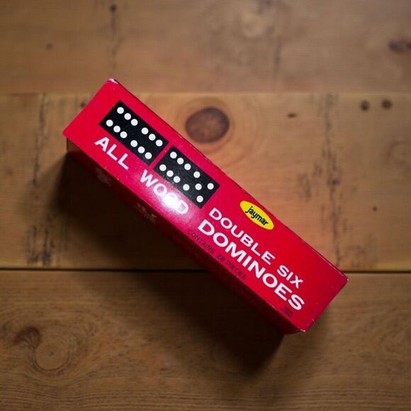 Vintage 1970s Jaymar Double Six All Wood Dominoes 28 Pc Set - Picture 1 of 5